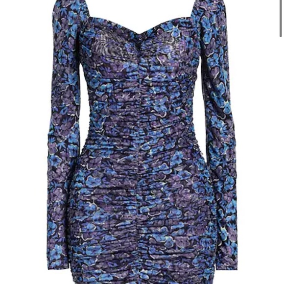 Chic Long Sleeve Ruched Dress in Blue and Purple - Picture 3 of 6